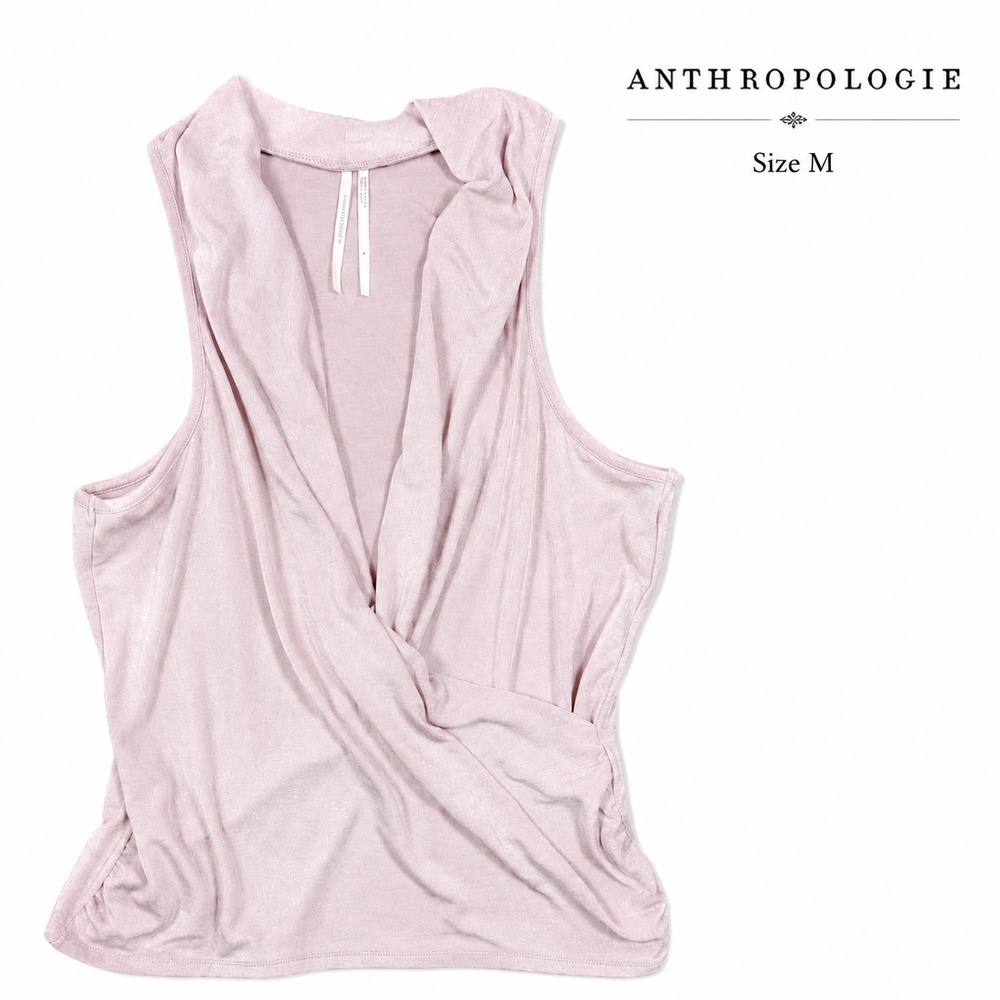 Anthropologie Size M Blush Pink Draped  Sleeveless Top Soft Knit Faux Wrap